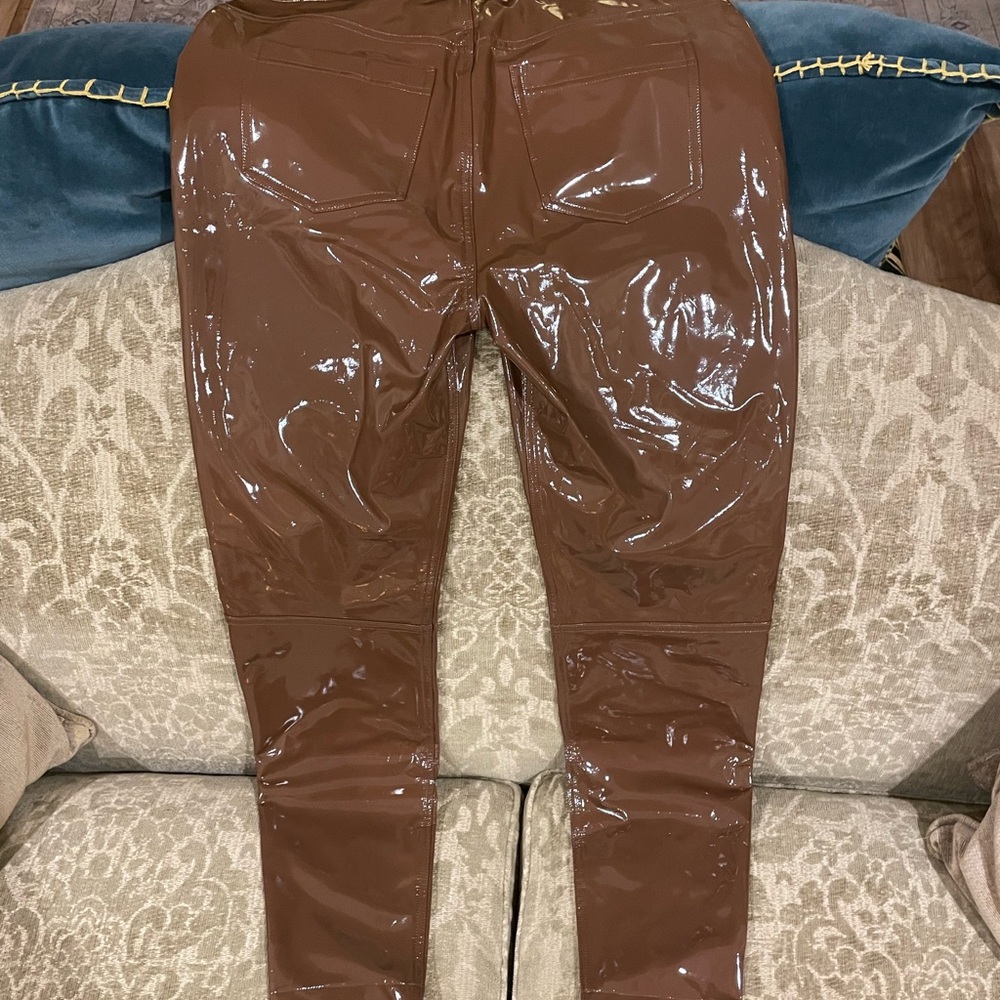 J. Crew Women's Brown and Black Glossy Straight Leg Pants